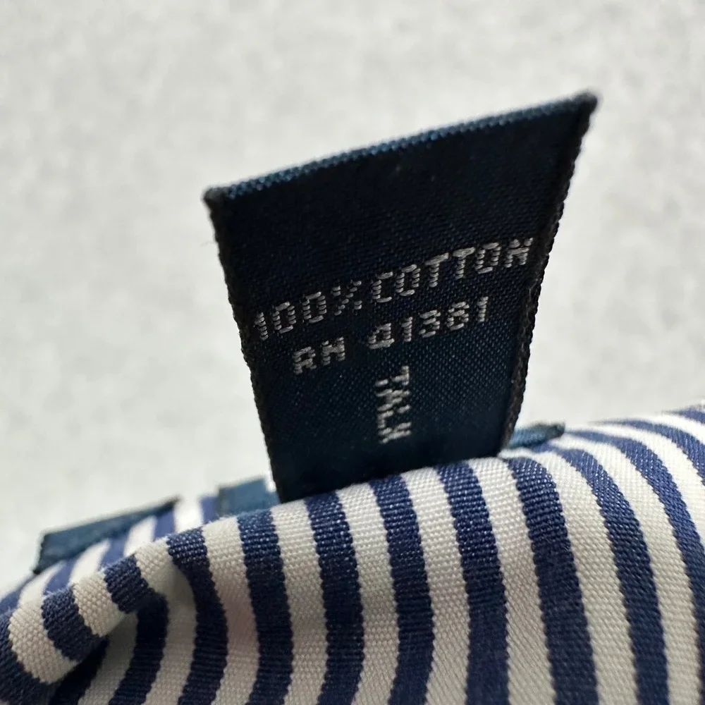 Polo Ralph Lauren Men XL Curham Classic Fit Navy Blue White Striped Shirt Cotton